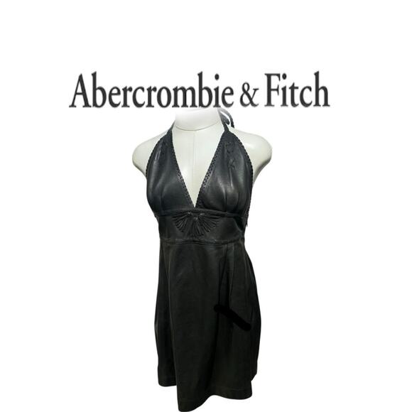 Abercrombie & Fitch Dresses & Skirts - Abercrombie & Fitch Black Leather Halter Mini Dress